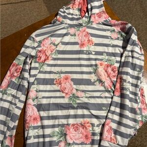 Floral Striped Kids Hoodie